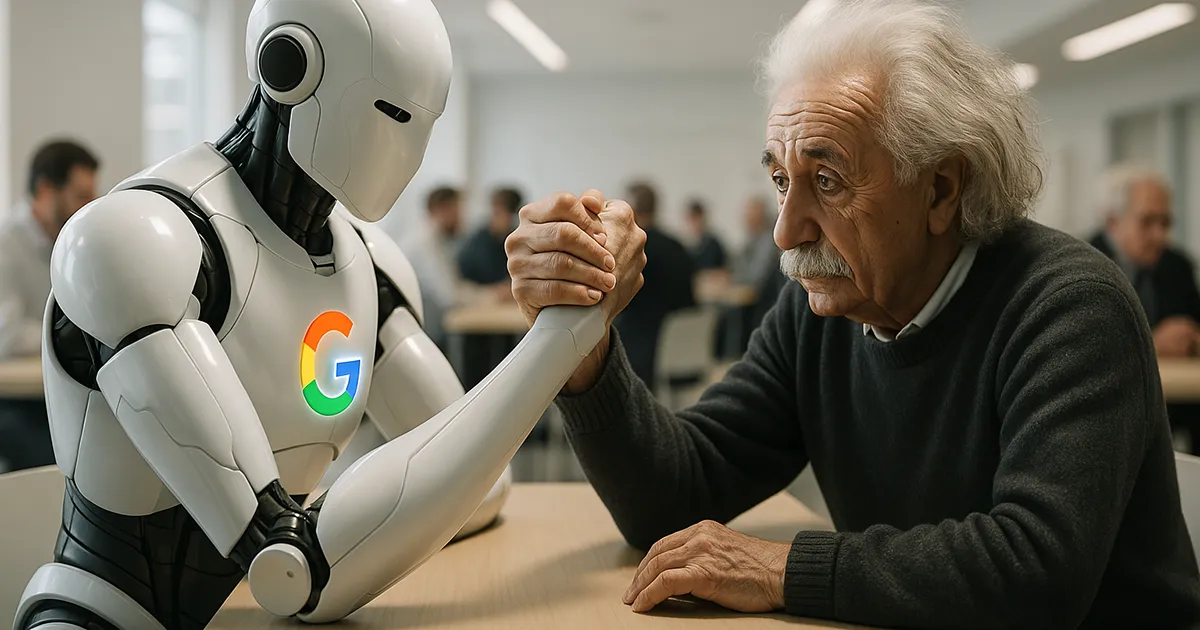 Einstein im Armdrücken gegen Gemini Bot